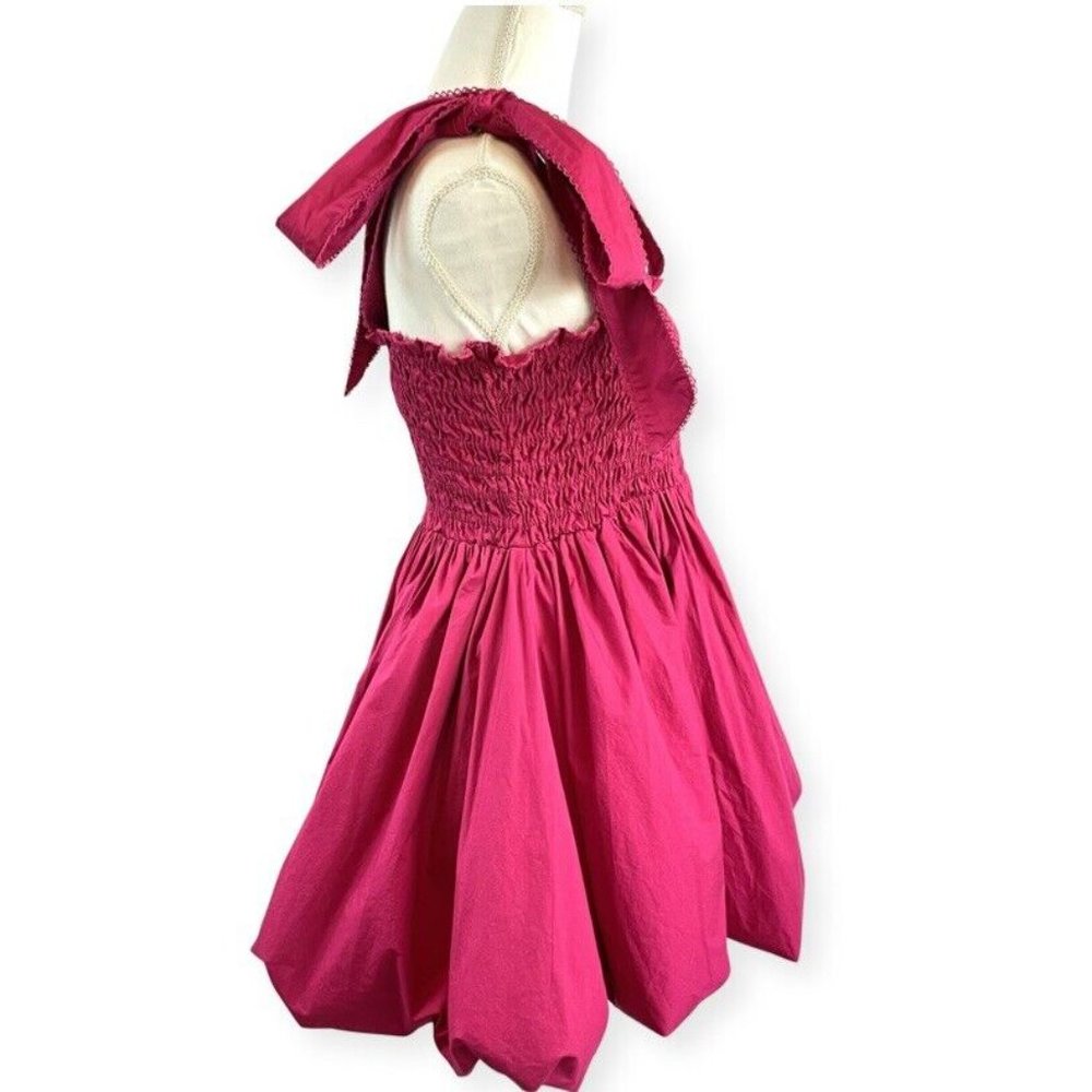 LoveShackFancy Raspberry Pink Mini Dress with Tie Straps - Picture 6 of 7